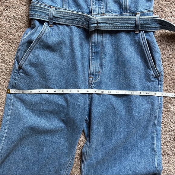 Abercrombie & Fitch 90s Relaxed Cinched Waist Blue Denim Jumpsuit Small (Tall) - Picture 9 of 14